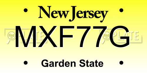 MXF77G New Jersey License Plate