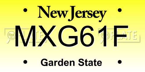 MXG61F New Jersey License Plate