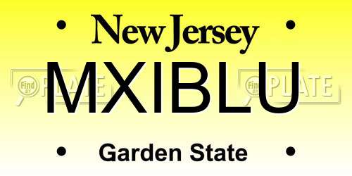 MXIBLU New Jersey License Plate
