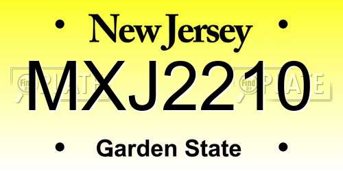 MXJ2210 New Jersey License Plate