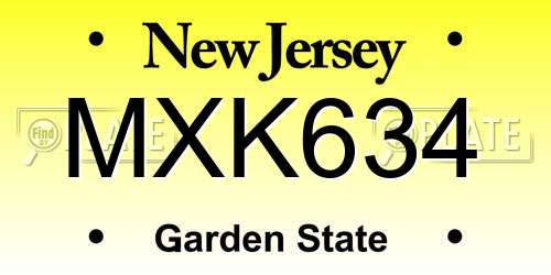 MXK634 New Jersey License Plate