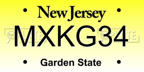 MXKG34 New Jersey License Plate