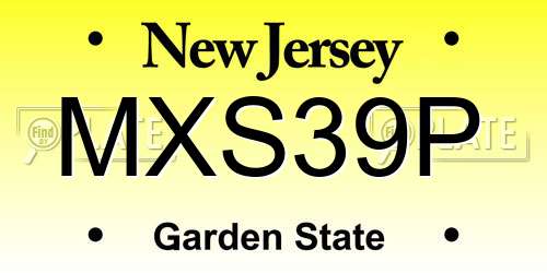 MXS39P New Jersey License Plate
