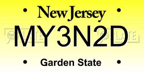 MY3N2D New Jersey License Plate