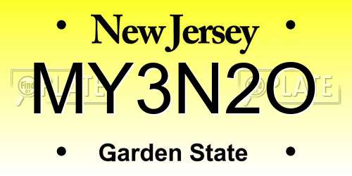 MY3N2O New Jersey License Plate
