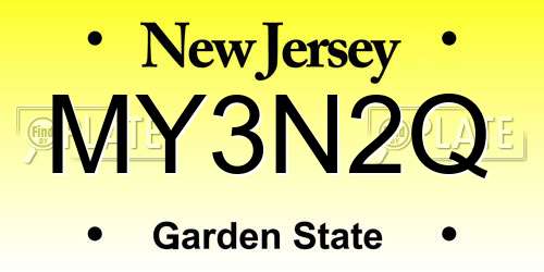MY3N2Q New Jersey License Plate
