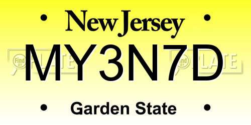 MY3N7D New Jersey License Plate