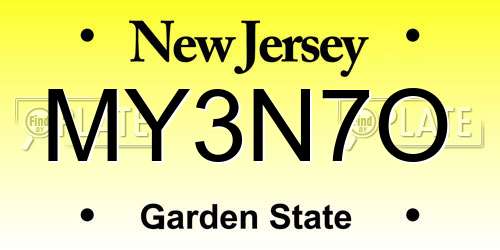 MY3N7O New Jersey License Plate