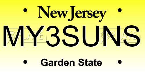MY3SUNS New Jersey License Plate