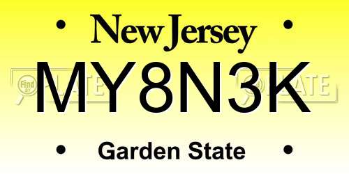 MY8N3K New Jersey License Plate
