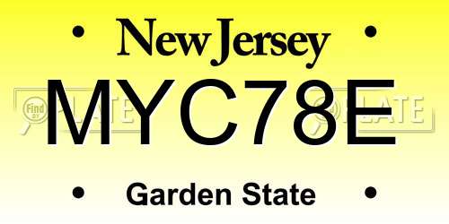 MYC78E New Jersey License Plate