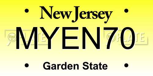 MYEN70 New Jersey License Plate