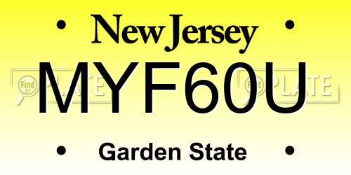 MYF60U New Jersey License Plate