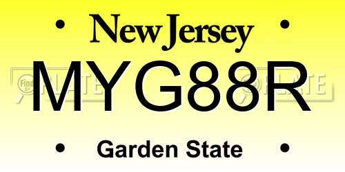 MYG88R New Jersey License Plate