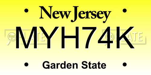 MYH74K New Jersey License Plate