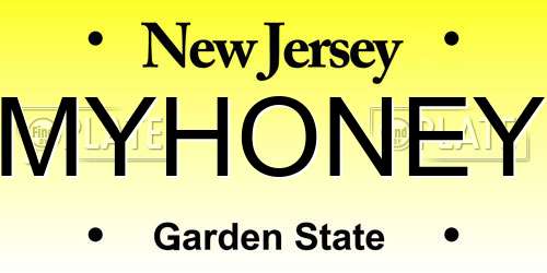 MYHONEY New Jersey License Plate