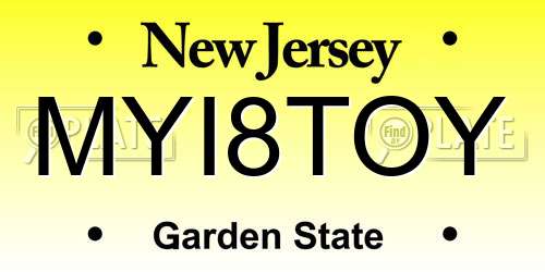 MYI8TOY New Jersey License Plate