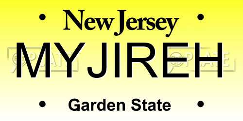MYJIREH New Jersey License Plate