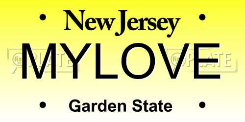 MYLOVE New Jersey License Plate