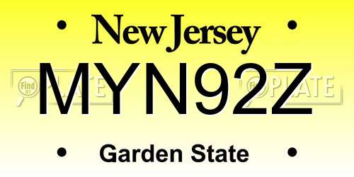 MYN92Z New Jersey License Plate