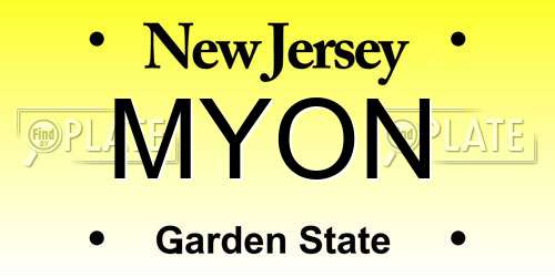 MYON New Jersey License Plate