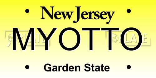 MYOTTO New Jersey License Plate