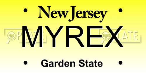 MYREX New Jersey License Plate