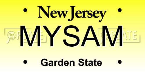 MYSAM New Jersey License Plate
