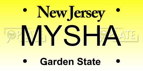 MYSHA New Jersey License Plate