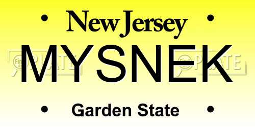 MYSNEK New Jersey License Plate