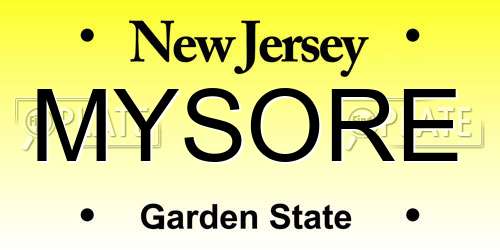 MYSORE New Jersey License Plate