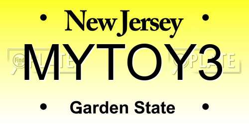 MYTOY3 New Jersey License Plate