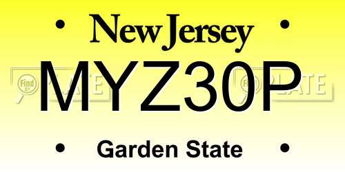 MYZ30P New Jersey License Plate
