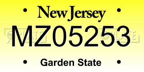 MZ05253 New Jersey License Plate