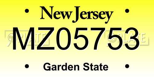 MZ05753 New Jersey License Plate
