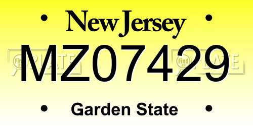 MZ07429 New Jersey License Plate