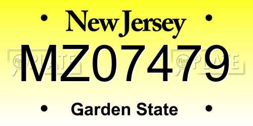 MZ07479 New Jersey License Plate