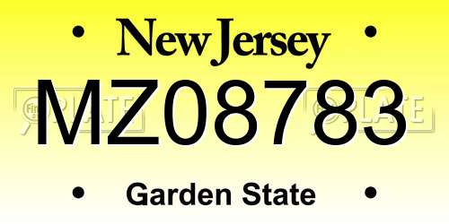 MZ08783 New Jersey License Plate