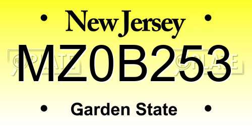 MZ0B253 New Jersey License Plate
