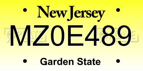 MZ0E489 New Jersey License Plate