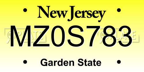 MZ0S783 New Jersey License Plate