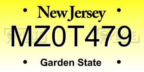 MZ0T479 New Jersey License Plate