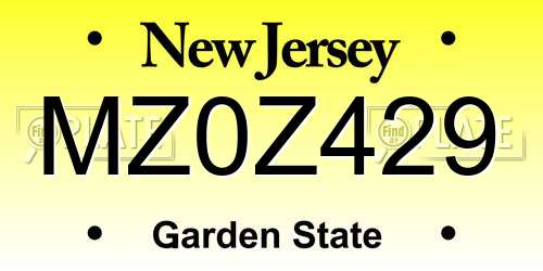MZ0Z429 New Jersey License Plate