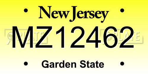 MZ12462 New Jersey License Plate