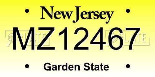 MZ12467 New Jersey License Plate