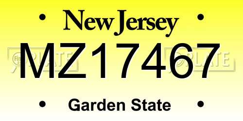 MZ17467 New Jersey License Plate