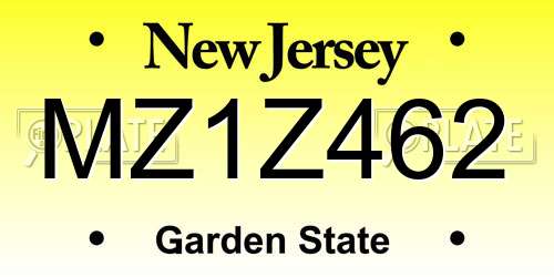 MZ1Z462 New Jersey License Plate
