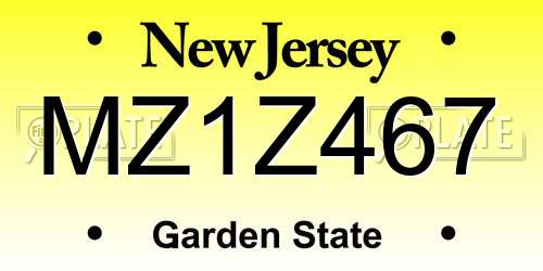 MZ1Z467 New Jersey License Plate