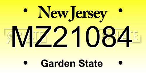 MZ21084 New Jersey License Plate