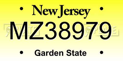 MZ38979 New Jersey License Plate
